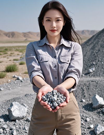 Woman holding natural mineral stones in an open landscape, representing zinc oxide as a mineral-based ORY Skincare ingredient known for skin protection and soothing benefits.